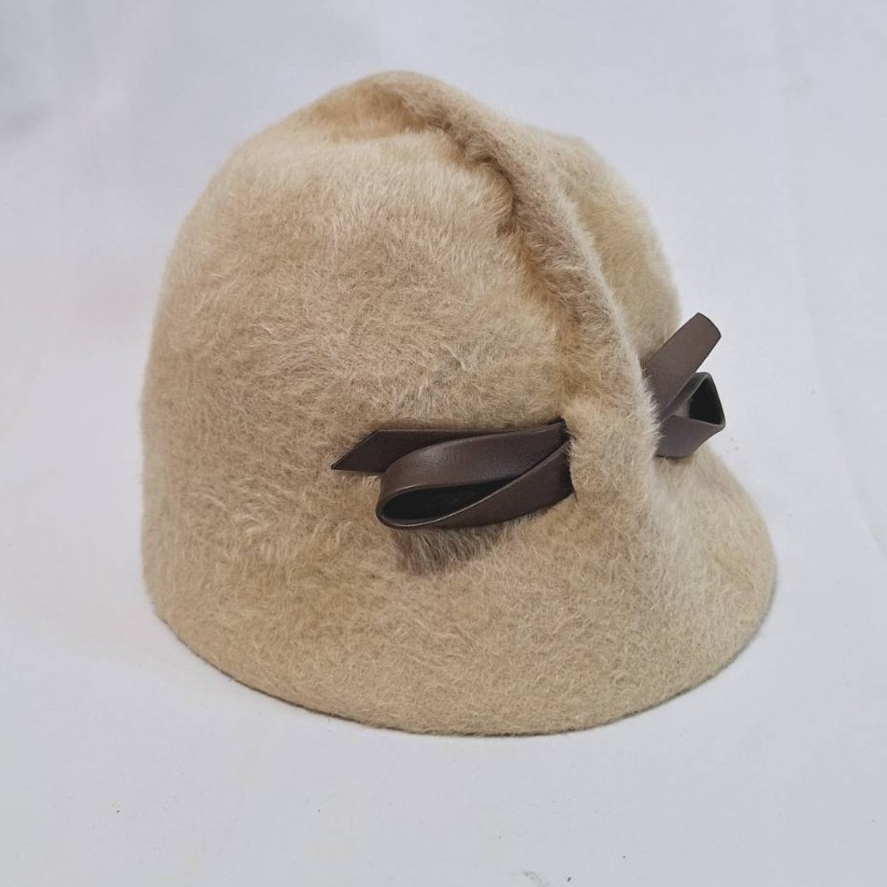 Vtg Mr.John Debutante Bucket Hat Fur Carlton Pirie Scott 1950s Ribbon Creme